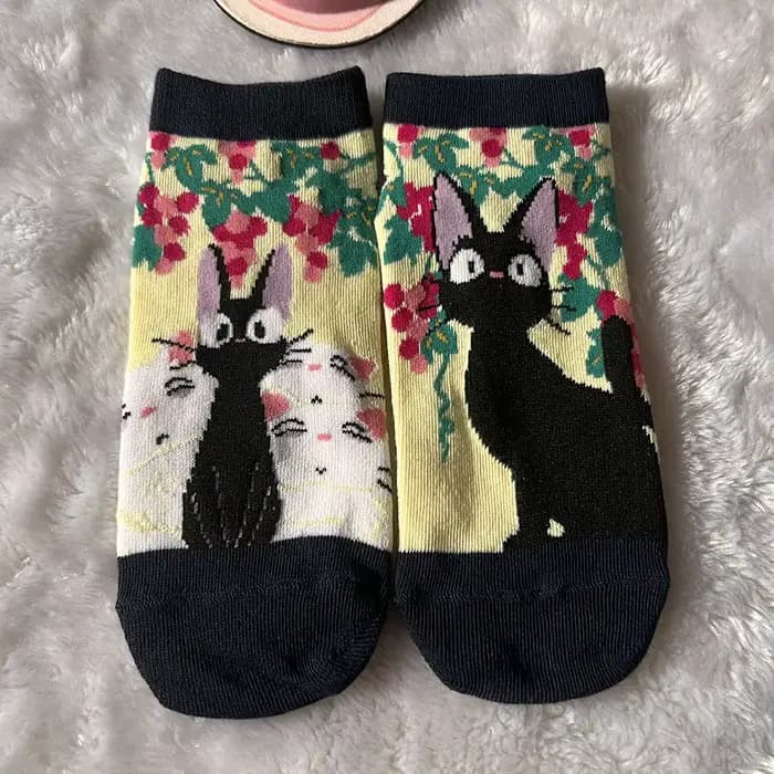 Chaussettes chat gris dessin animé japonais