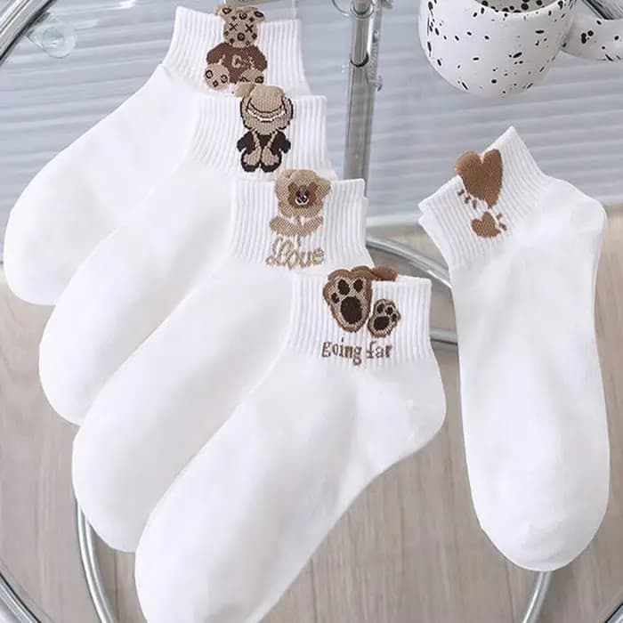 5/10 paires de chaussettes ours mignon pour femmes