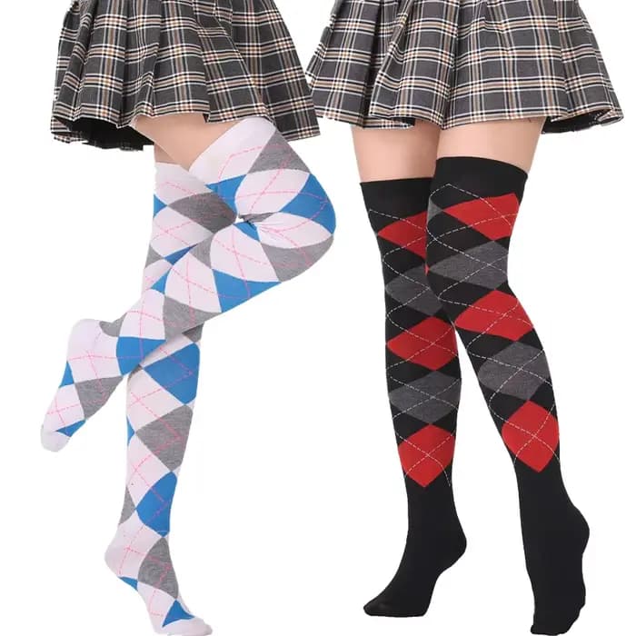 Chaussettes à carreaux de diamant pour femmes