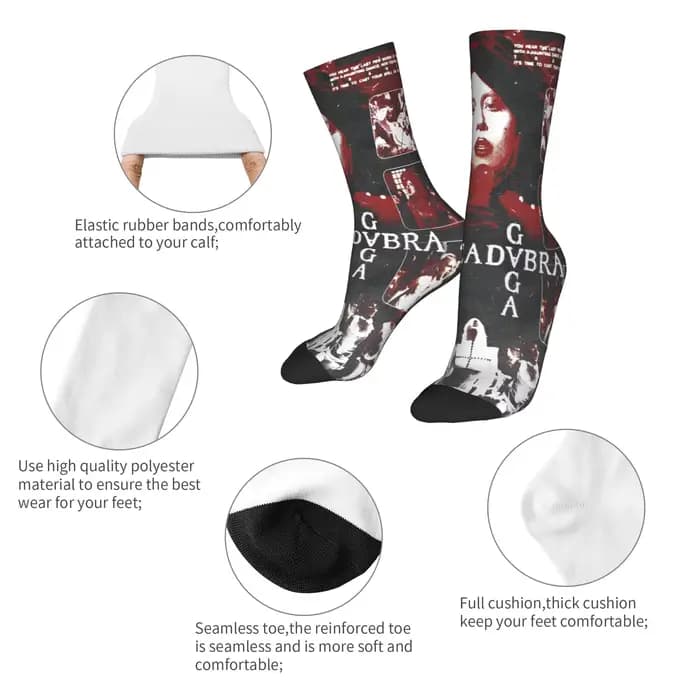 Ladys Gaga bas Abracadabra graphique chaussettes à la mode automne