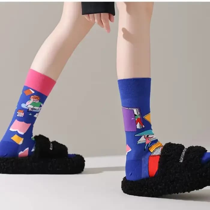 1 paire homme femmes chaussette originale AB marée chaussettes Van Gogh phare animaux marins chaussettes quatre saisons unisexe pour cadeau d'anniversaire