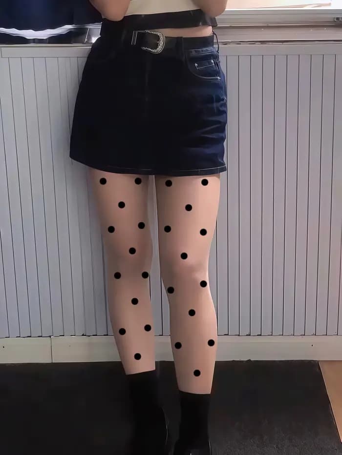 Collants noirs à grands pois pour femmes