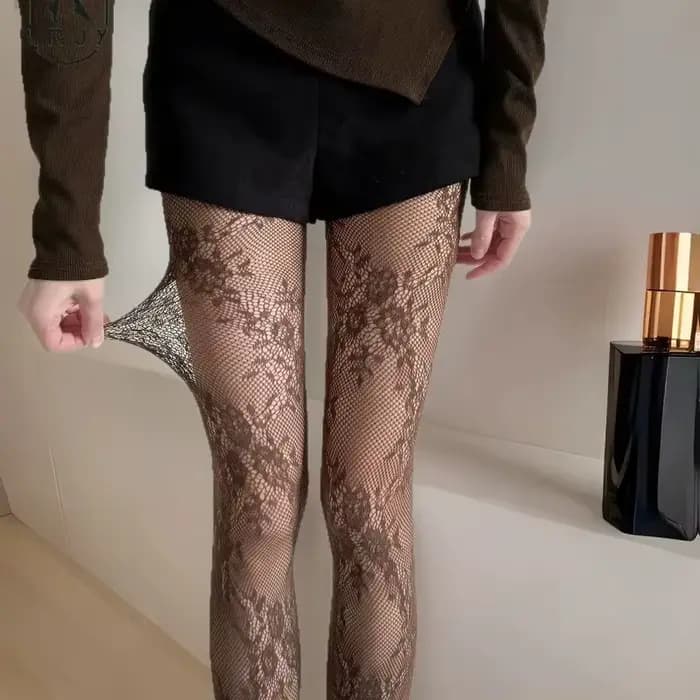 Collants en dentelle florale pour femmes