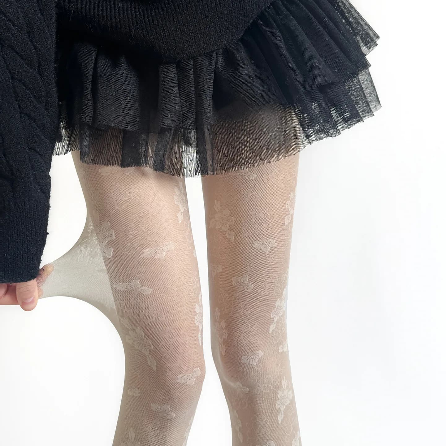 Collants Jacquard à Motifs Floraux en Dentelle pour Femme, Lingerie Ultra-fine, Bas de Soie, Collant