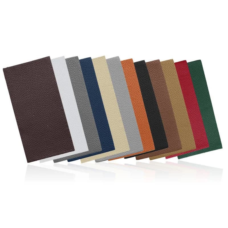 Autocollants auto-adhésifs sans repassage, 20x10cm, 12 couleurs, pour réparation de vêtements de canapé, tissu PU en cuir, grands autocollants, patchs à motif litchi