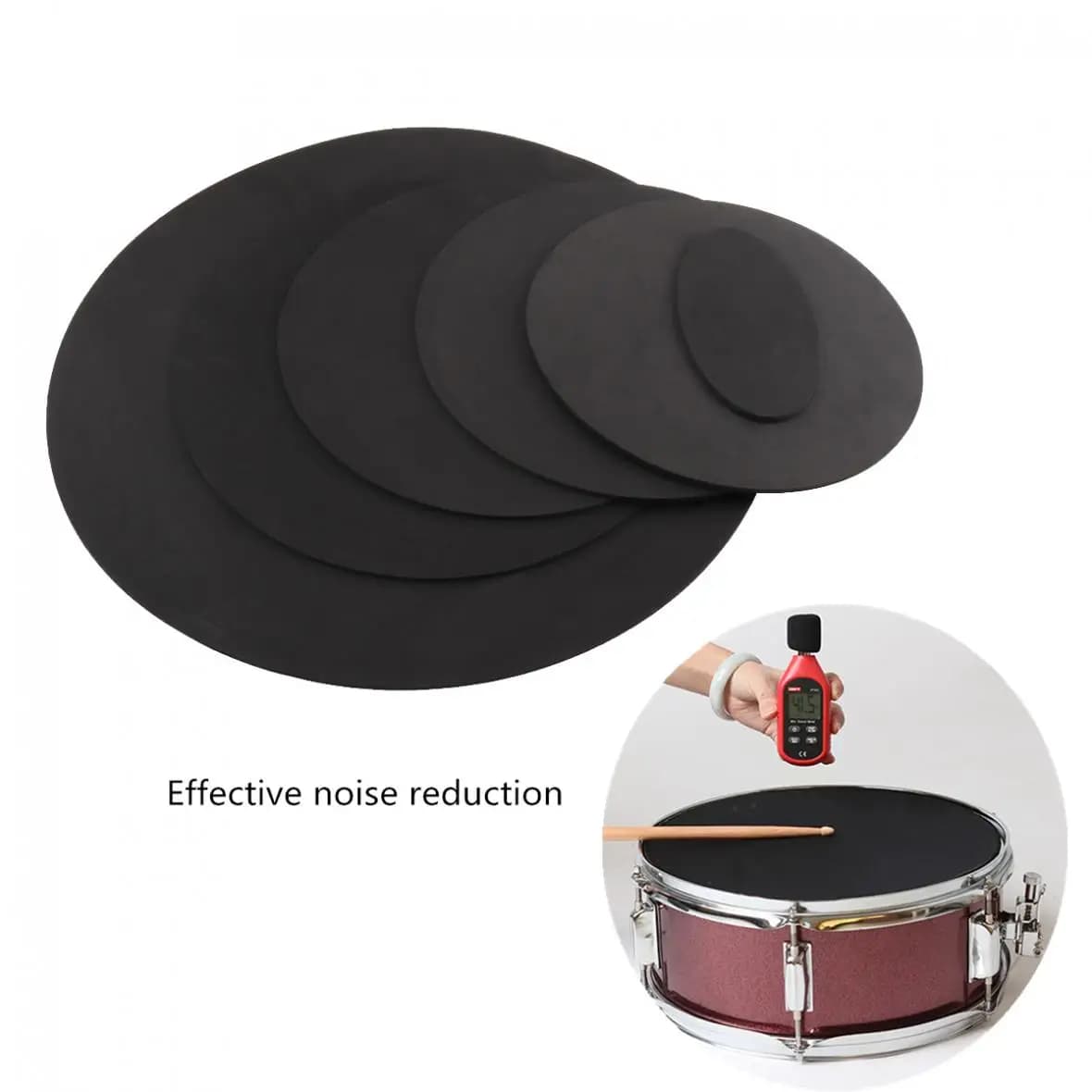 10 pièces/ensemble mousse de caoutchouc noir Jazz tambour muet 5 tambour et 3 cymbales son hors Kit de tapis de pratique