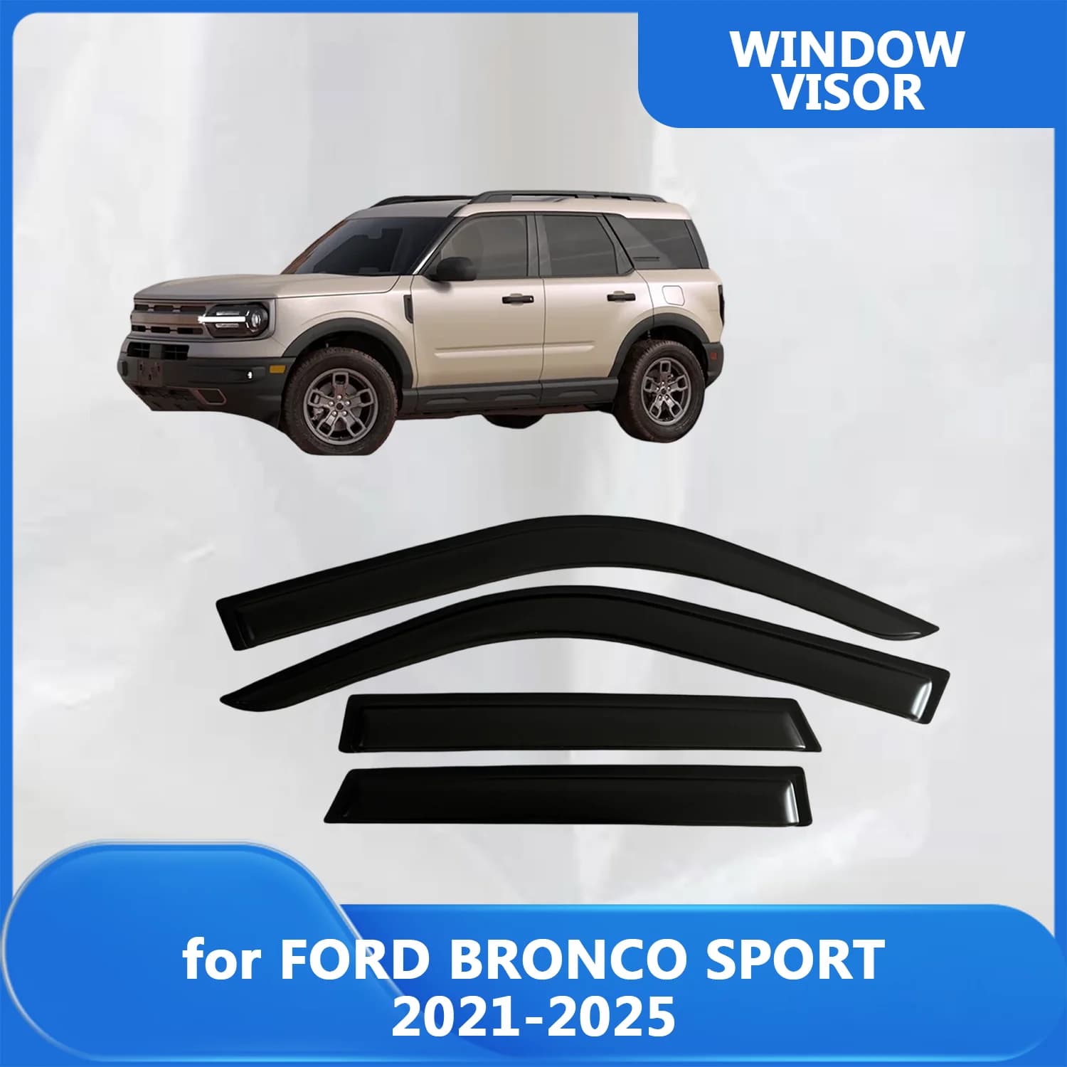 Visière de fenêtre pour FORD BRONCO SPORT 2021 2022 2023 2024 2025, déflecteurs de vent, protection contre la pluie, pare-brise de porte, pare-soleil