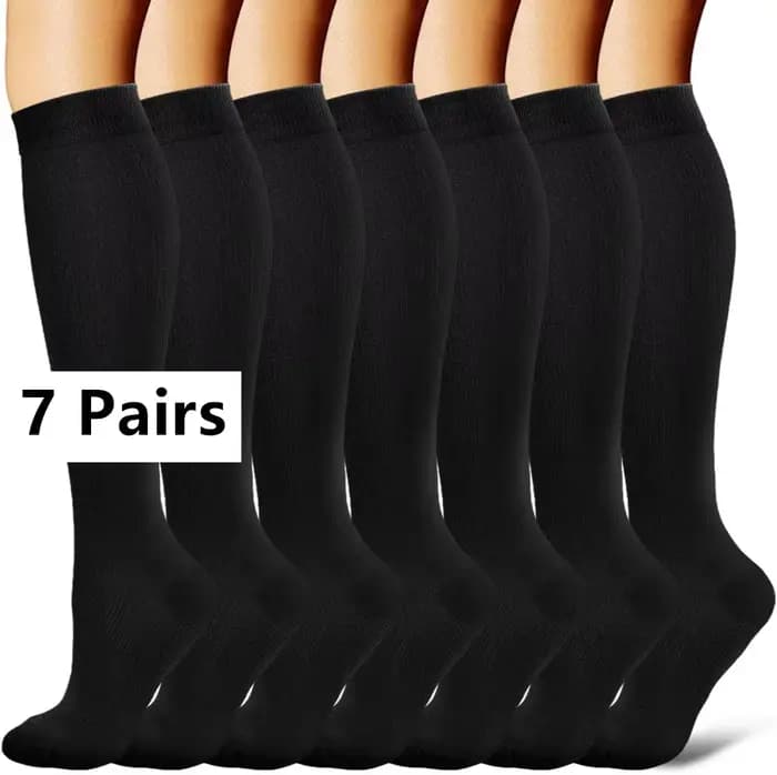 7 paires de chaussettes de compression pour femmes et hommes, hauteur genou, pour grossesse, œdème,