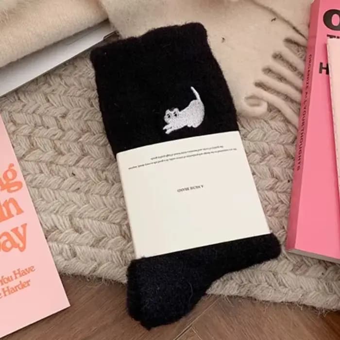 Femmes hiver chaussettes mignonnes épais thermique solide doux vison velours moelleux chaussettes mi