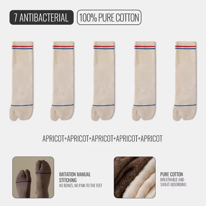 MiiOW japonais Tabi chaussettes bout fendu chaussette hommes 100% pur coton chaussette longue cinq d