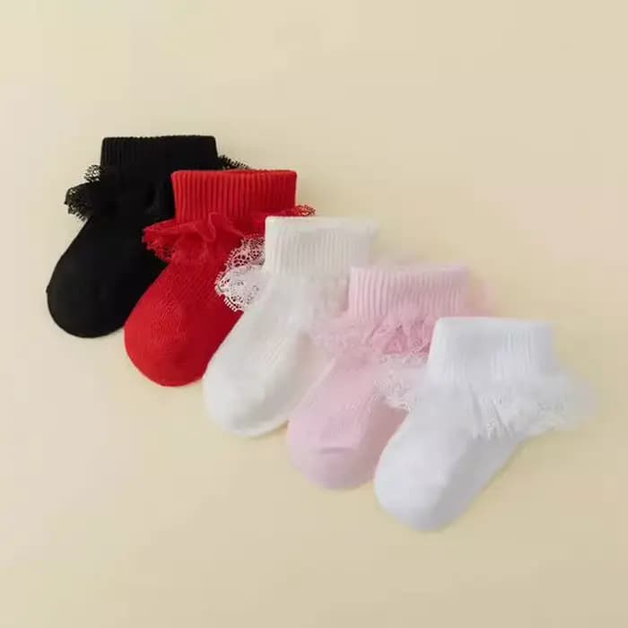 Chaussettes pour bébé fille 0-12 mois 5 paires - Dentelle Princesse Printemps Automne pour tout-peti