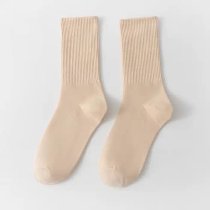 Chaussettes unisexes décontractées en coton, col rond, Tube central, à la mode, couleur unie, respir