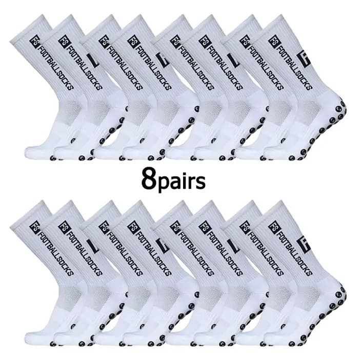 8 paires de nouvelles chaussettes de football collées à mi-tube FS pour l'entraînement sportif et la