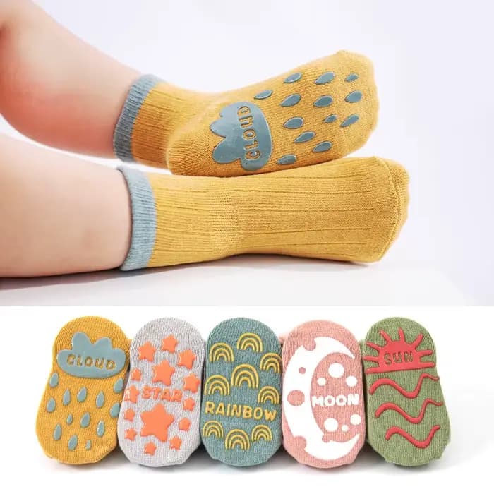 5 paires de chaussettes de sol en tricot mignonnes et décontractées, chaussettes en coton doux et co