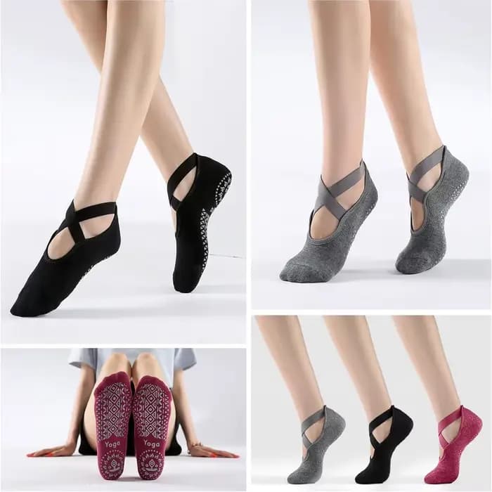 3 paires de chaussettes de Yoga pour femmes, chaussettes de Ballet antidérapantes en Silicone, Pilat