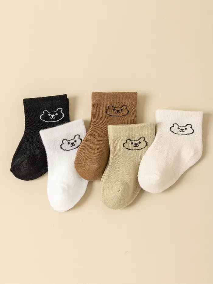 5 paires de chaussettes pour bébé, couleur unie, douces et confortables, blanches, mi-mollet, pour l