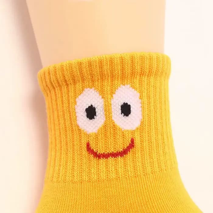 5 paires de chaussettes pour enfants, mignonnes et amusantes, motif d'émoticônes, confortables et re