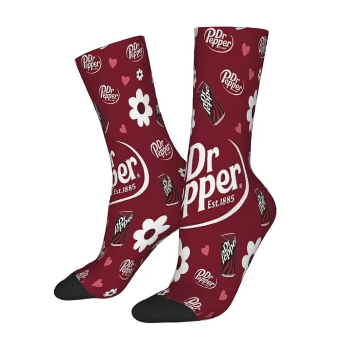 1 paire de chaussettes amusantes Dr Pepper Soda Est 1885 Hip Hop, chaussettes imprimées à motif sans