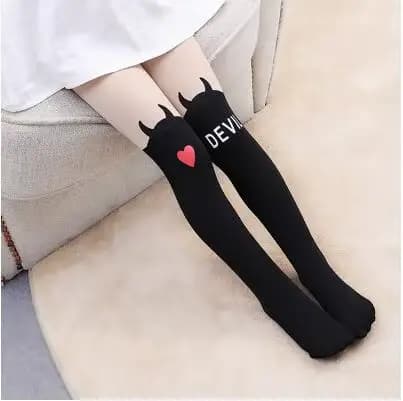 Collants d'été fins pour filles, bas en velours, faux tatouage, blanc, dessin animé chat renard, pou
