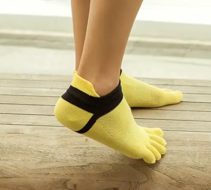 Chaussettes de sport invisibles à 5 doigts en coton respirant, anti-transpiration, pour fitness, vél