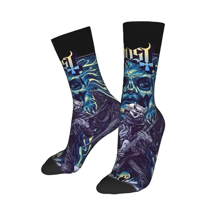 Custom G-Ghosts Heavy Metal Band Rock Dress Socks for Men Women Warm Fashion Punk Crew Socks