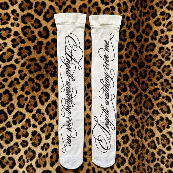 Chaussettes hautes pour filles Emo, style japonais des années 2000, chaussettes fines Kawaii, style