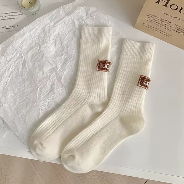 5/10 paires de chaussettes femmes luxe concepteur cachemire laine chaussette solide chaud épais pile