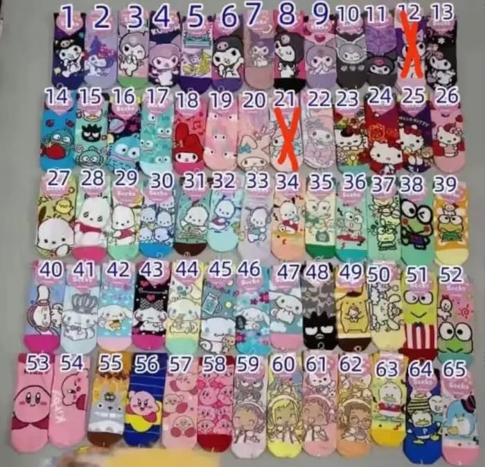 Lot de 30 paires! Vente en gros! Chaussettes imprimées de dessin animé populaire, chaussettes Kawaii