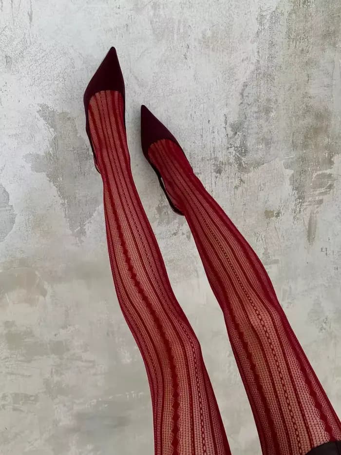 Collants résille à motifs en dentelle rayée pour femmes 2025 été résille Leggings dentelle Sexy évid