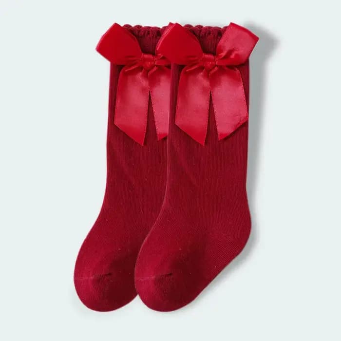 Bébé Bow chaussettes printemps automne nouveau-né fille étudiant princesse chaussettes enfants rouge