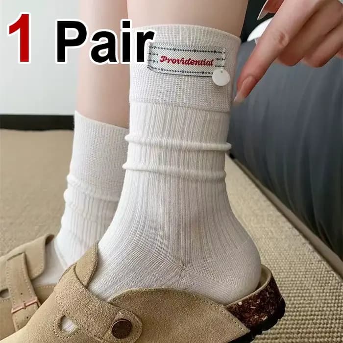 1/3 paires printemps automne femmes bouton étiquette mi Tube chaussette à la mode doux Style coréen