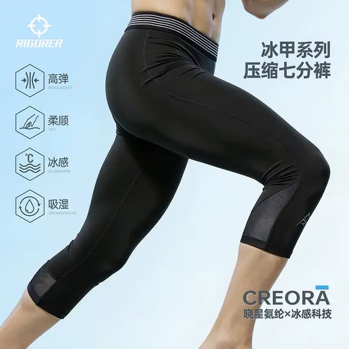 RIGORER Ice Armor Series Collants de compression 3/4 pour hommes | Pantalons de sport CREORA Cool