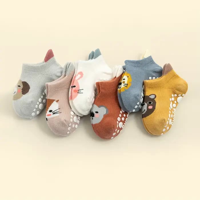 Chaussettes bateau antidérapantes en coton pour bébé, 6 paires/lot, pour garçons et filles, coupe ba