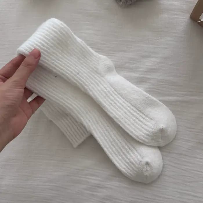 Femmes épais chaud genou chaussettes automne hiver femmes laine cachemire bas thermique filles coule