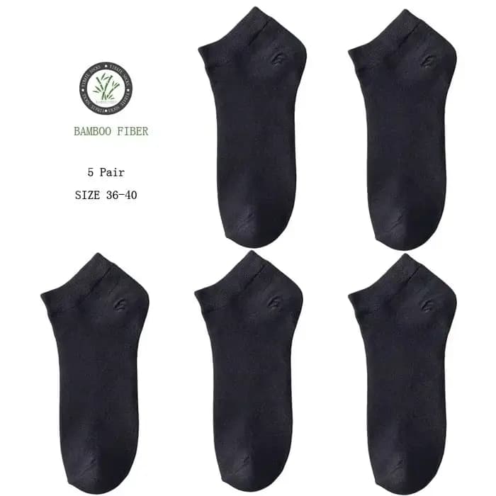 Lot de 5 paires de chaussettes courtes pour femme en fibre de bambou, couleur unie, respirantes, déc