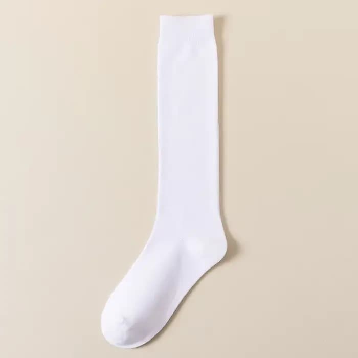 Femmes chaussettes longues dames mode sous le genou haute JK chaussettes couleurs unies coton noir g