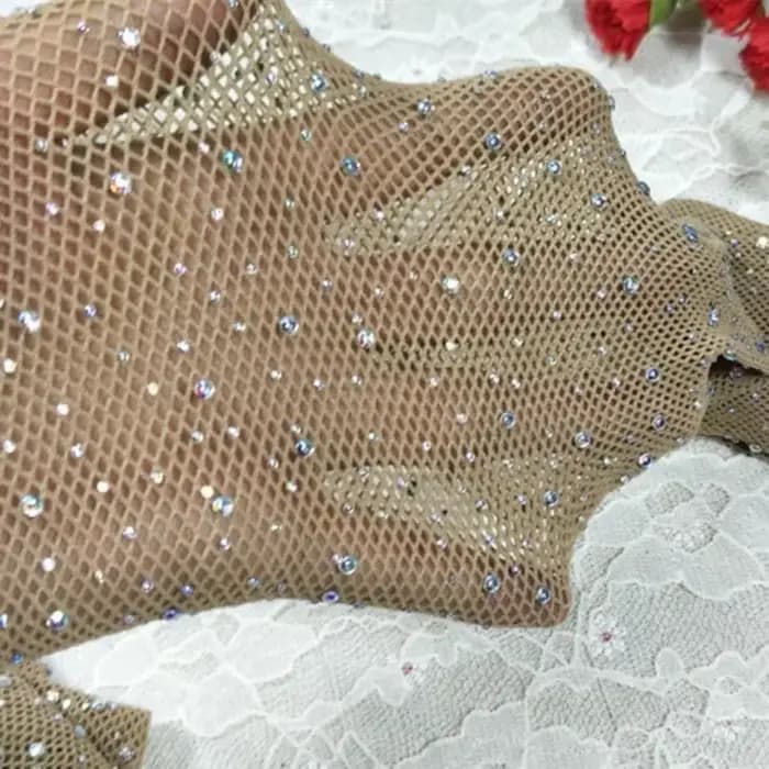 Résille diamant collants femmes mode brillant Net collants femme mince strass maille Nylon bas colla