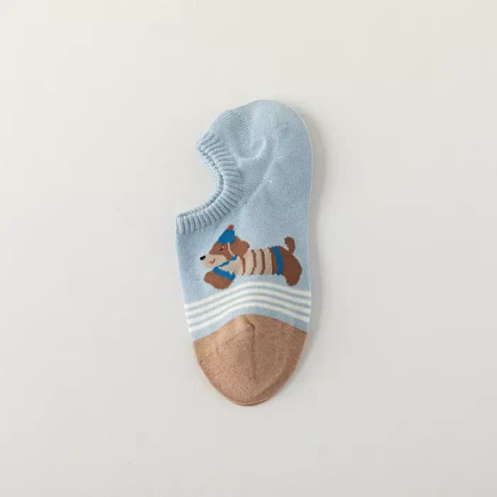 Pantoufles chaussettes mignonnes imprimées de dessin animé pour femmes, chaussettes basses antidérap