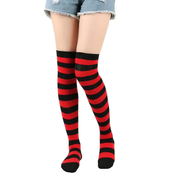 1 paire de chaussettes JK élégantes au genou pour dames, chaussettes rayées, chaussettes hautes, cha