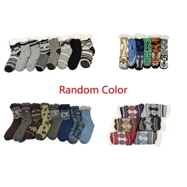 Chaussettes floues pour hommes hiver chaud court épaissi maison dormir thermique doux moelleux panto
