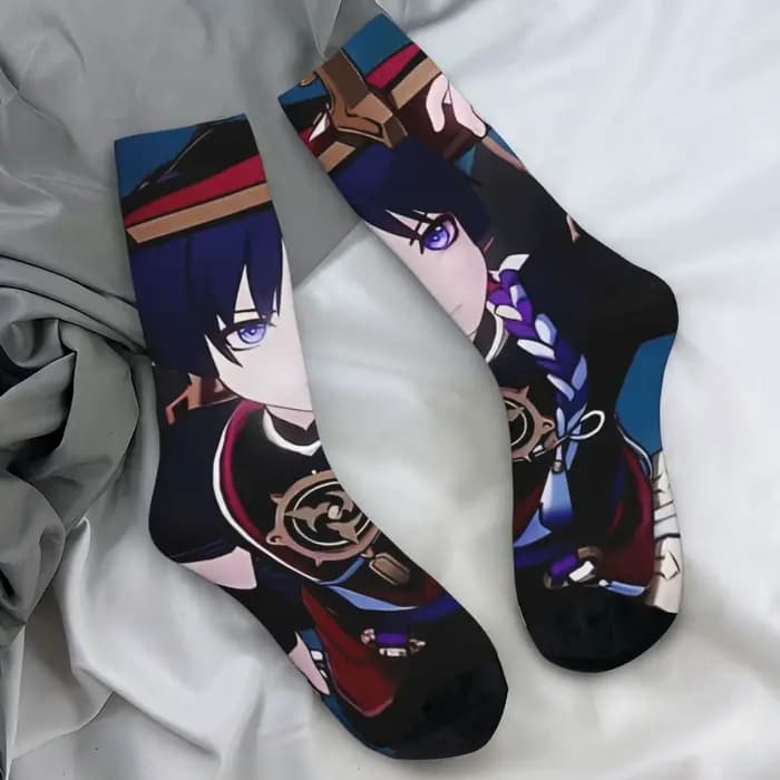Scaramouche Genshin Impact bas personnalisés nouveauté chaussettes printemps anti-dérapant chaussett