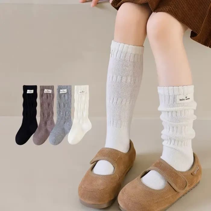 Chaussettes longues pour filles, printemps automne, nouvelles chaussettes en coton pour enfants, cha