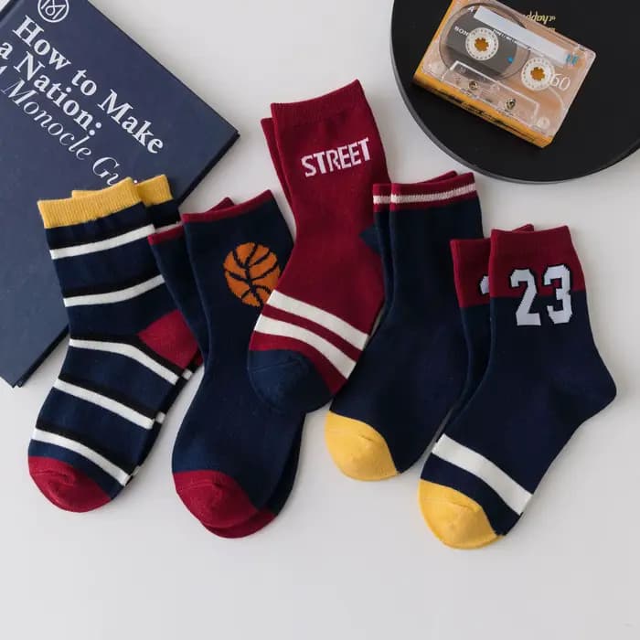 5 paires enfants garçons pur coton chaussettes enfants bébé enfant en bas âge Sport basket-ball chau