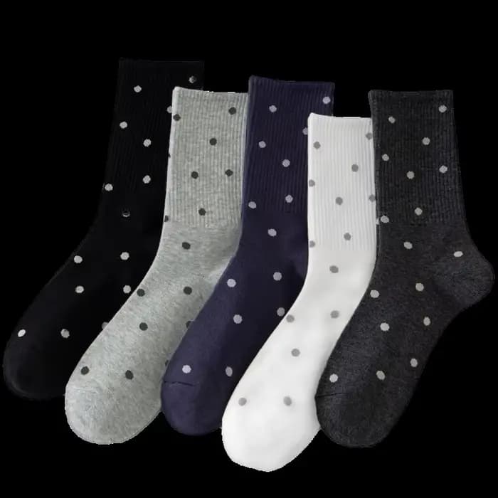 5 paires de chaussettes à semelle intermédiaire pour femmes, printemps/été, à pois, couleur classiqu