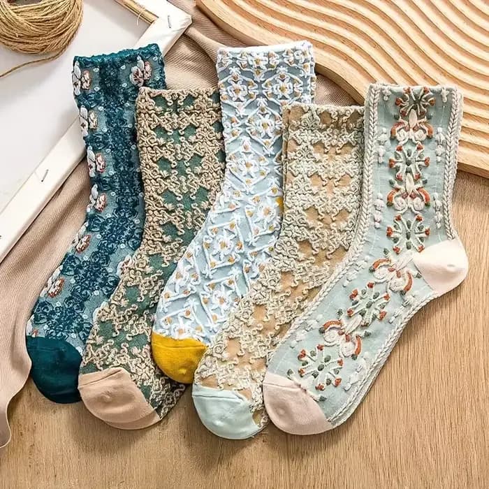 Chaussettes d'instituts tridimensionnels rétro, chaussettes de longueur moyenne pour femmes, minces