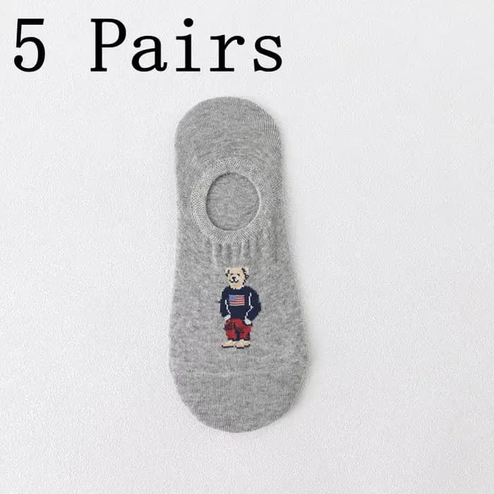 Chaussettes d'ours de dessin animé pour hommes, pantoufles de rinçage en coton de silicone, coordonn