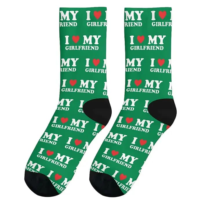 I love my girlfriend-Chaussettes de mode pour hommes, chaussettes amusantes pour hommes, hip hop de