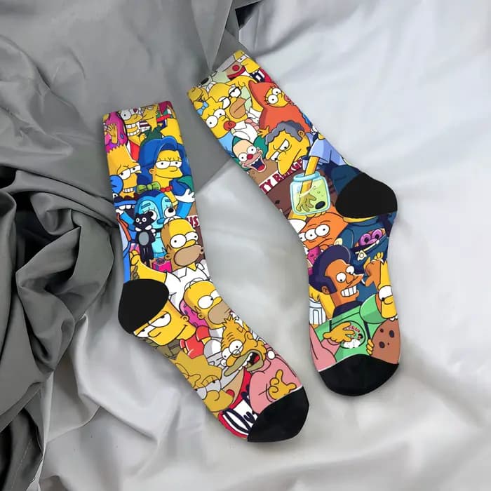 Chaussettes fantaisie unisexe respirantes pour hommes, motif Meme Homer S-Simpsons et ses amis, pour