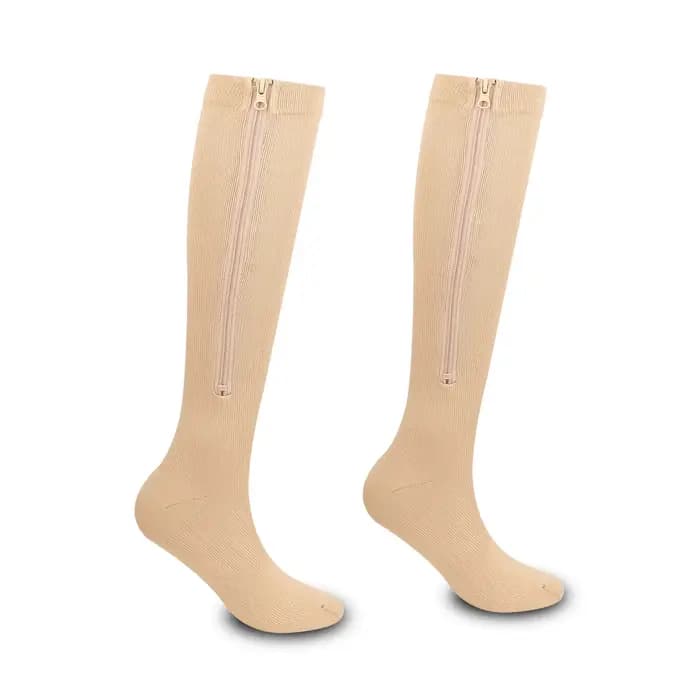 Chaussettes de sport longues à fermeture éclair, chaussettes de compression en nylon élastique absor