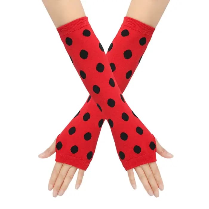 Bas hauts de cuisse à pois coccinelle années 80 et 90, chaussettes hautes pour enfants, chauffe-bras